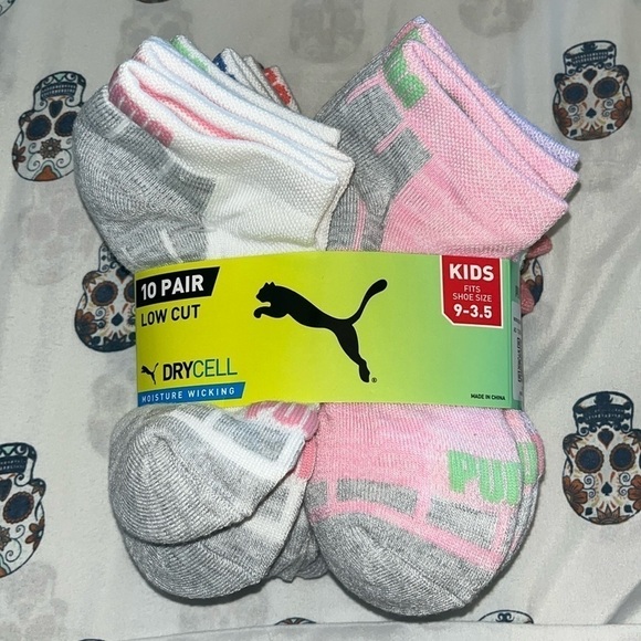 Puma 10 pair low cut moisture wicking arch support socks for GIRL size 9-3.5 - Picture 1 of 6